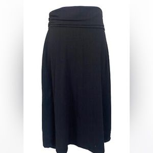 Eddie Bauer Womens Foldover Skirt Sz Medium Solid Black Pull On